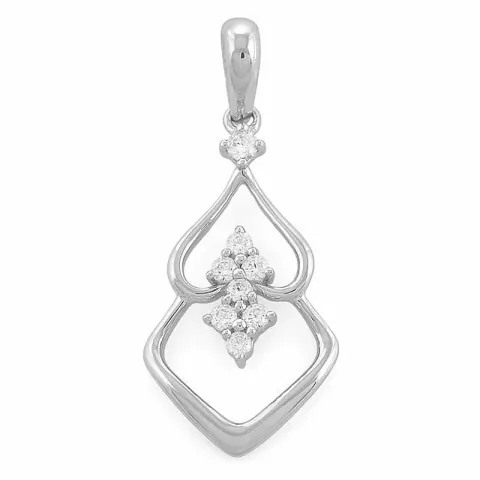 Trendy abstrakt diamantanheng i 14 karat hvitt gull 0,18 ct