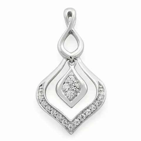 diamantanheng i 14 karat hvitt gull 0,16 ct