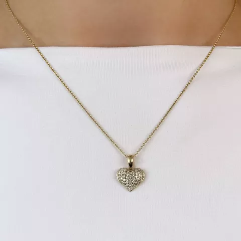 hjerte diamantanheng i 14 karat gull 0,35 ct