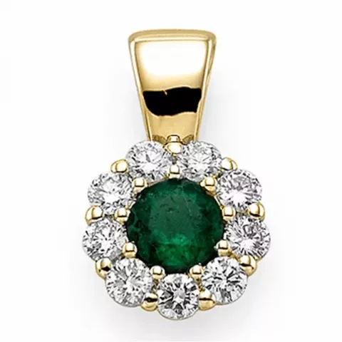 rundt smaragd diamantanheng i 14 karat gull 0,36 ct 0,45 ct