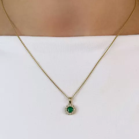 smaragd diamantanheng i 14 karat gull 0,35 ct 0,12 ct