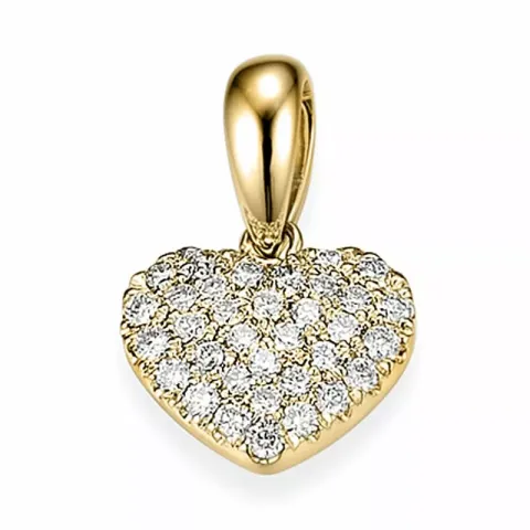 hjerte diamant anheng i 14 karat gull 0,25 ct