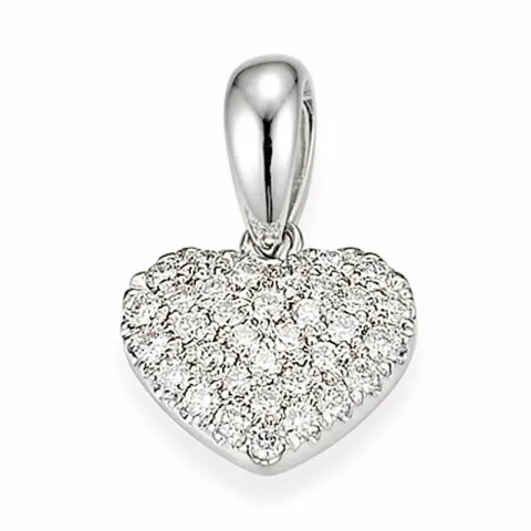 hjerte diamant anheng i 14 karat hvitt gull 0,25 ct