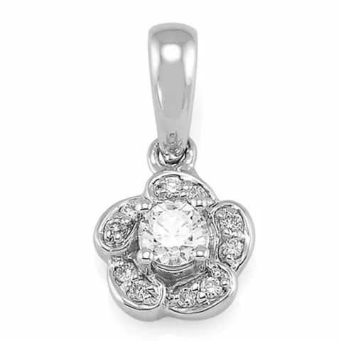 diamant blomsteranheng i 14 karat hvitt gull 0,12 ct 0,04 ct