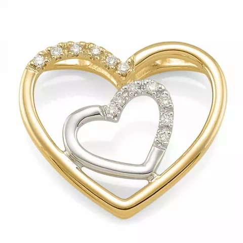 hjerte diamantanheng i 14 karat gull 0,05 ct