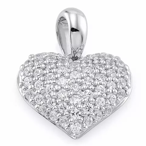 hjerte diamantanheng i 14 karat hvitt gull 0,35 ct