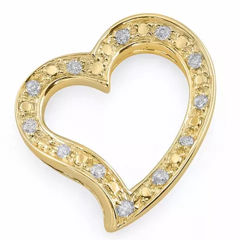 hjerte diamantanheng i 14 karat gull 0,07 ct