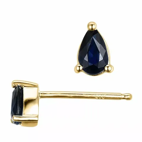 2 x 0,28 ct smykke blå safir ørestikker i 14 karat gull med safir