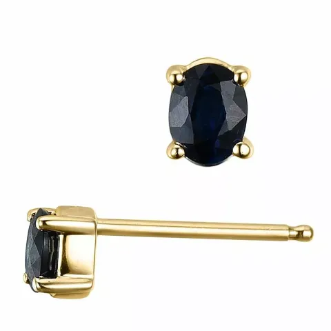 2 x 0,25 ct smykke blå safir ørestikker i 14 karat gull med safir