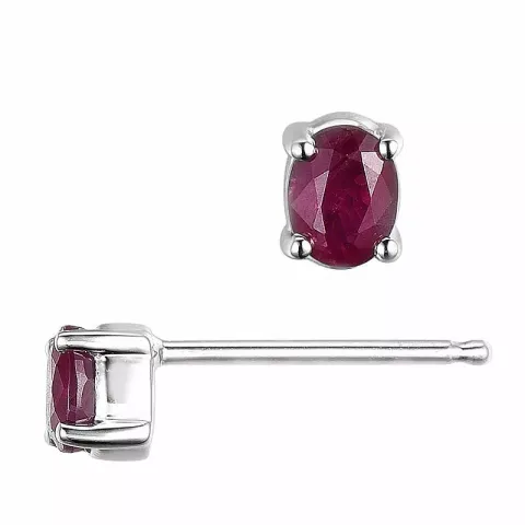 2 x 0,25 ct smykke rubin ørestikker i 14 karat hvitt gull med rubin
