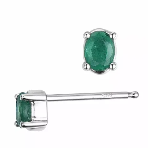 2 x 0,20 ct smykke smaragd ørestikker i 14 karat hvitt gull med smaragd