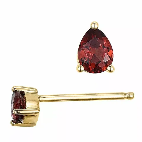 2 x 0,23 ct dråpe rød granat ørestikker i 14 karat gull med granat