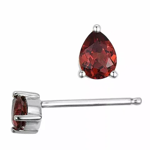 2 x 0,23 ct granat ørestikker i 14 karat hvitt gull med granat