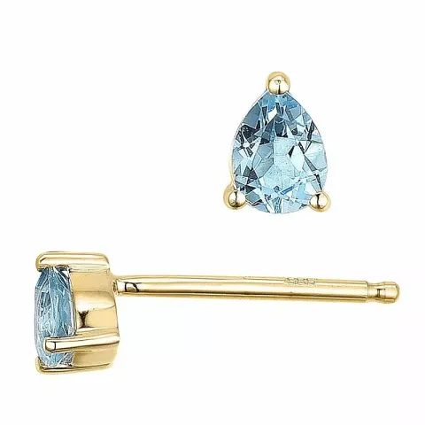 2 x 0,18 ct lyseblå topas ørestikker i 14 karat gull med topas