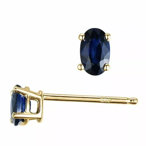 2 x 0,35 ct blå safir ørestikker i 14 karat gull med safir