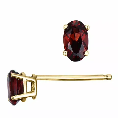 2 x 0,33 ct ovale rød granat ørestikker i 14 karat gull med granat