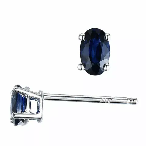 2 x 0,35 ct safir ørestikker i 14 karat hvitt gull med safir
