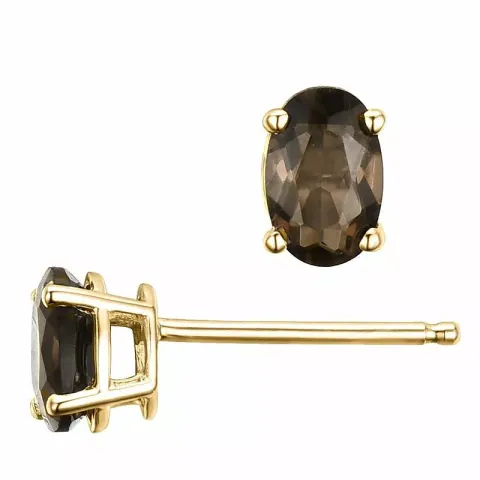 2 x 0,45 ct røykfarget kvarts ørestikker i 14 karat gull med kvarts