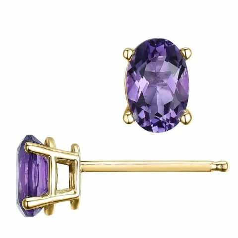 2 x 0,45 ct lilla ametyst ørestikker i 14 karat gull med ametyst