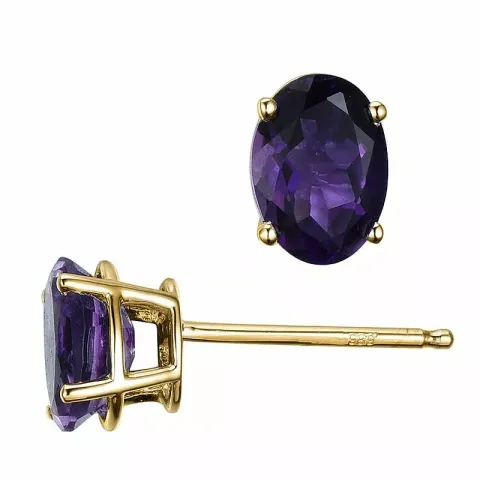 2 x 0,80 ct lilla ametyst ørestikker i 14 karat gull med ametyst