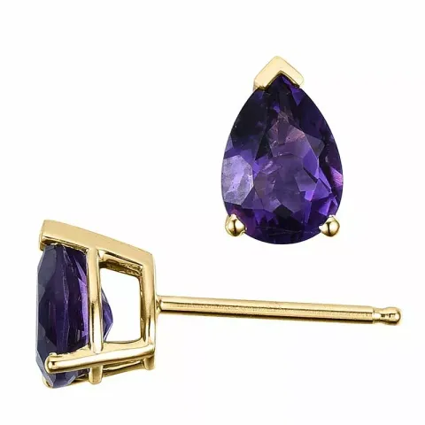 2 x 0,68 ct lilla ametyst ørestikker i 14 karat gull med ametyst