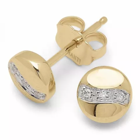 runde diamant ørestikker i 14 karat gull og hvitt gull med diamant 