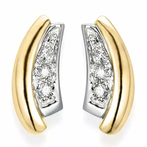 diamant øredobber i 14 karat gull og hvitt gull med diamant 