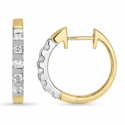 16 mm diamant creol i 14 karat gull og hvitt gull med diamant
