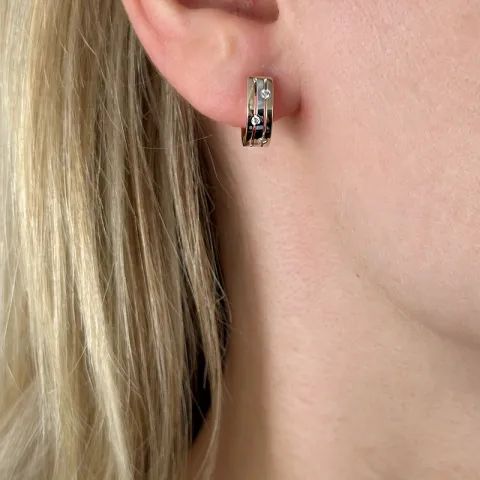13 mm diamant creol i 14 karat gull og hvitt gull med diamant