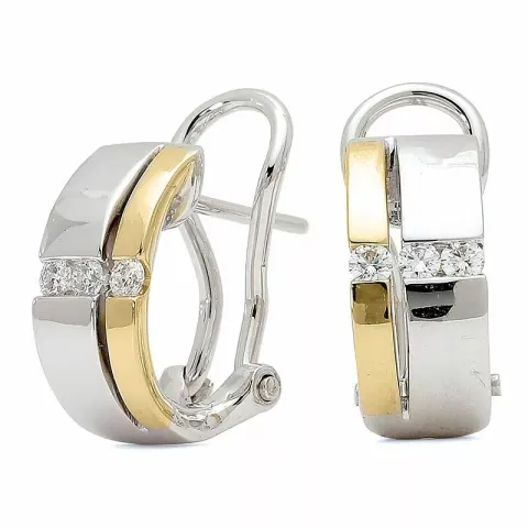 Runde diamant creol i 14 karat gull og hvitt gull med diamanter