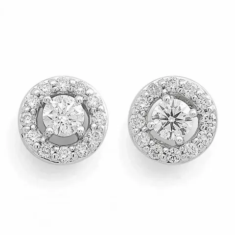 runde diamant ørestikker i 14 karat hvitt gull med diamant
