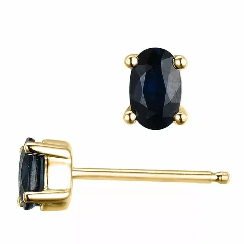 2 x 0,35 ct blå safir ørestikker i 14 karat gull med safir
