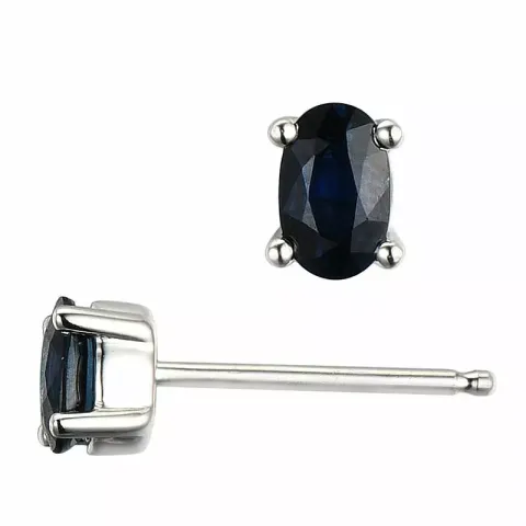 2 x 0,35 ct safir ørestikker i 14 karat hvitt gull med safir