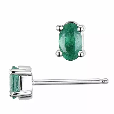 2 x 0,25 ct smaragd ørestikker i 14 karat hvitt gull med smaragd
