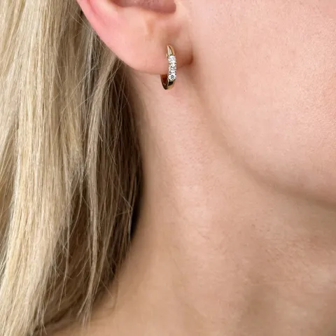 14 mm diamant creol i 14 karat gull med diamanter