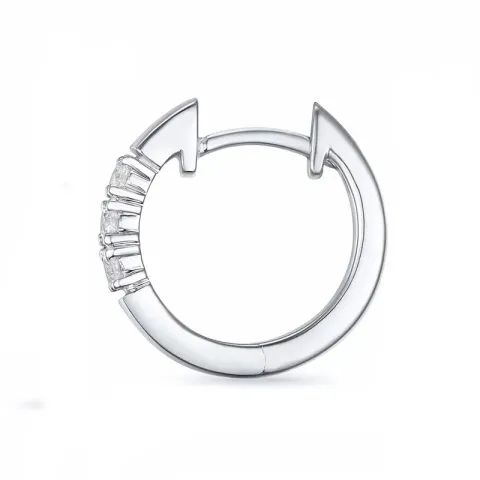1/2 par 15 mm diamant creol i 14 karat hvitt gull med diamant 