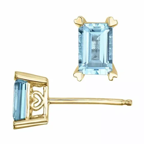2 x 0,7 ct smykke lyseblå topas ørestikker i 14 karat gull med topas