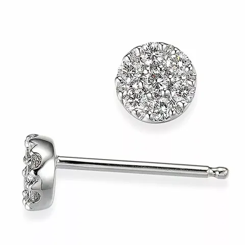 runde diamantøredobb i 14 karat hvitt gull med diamant
