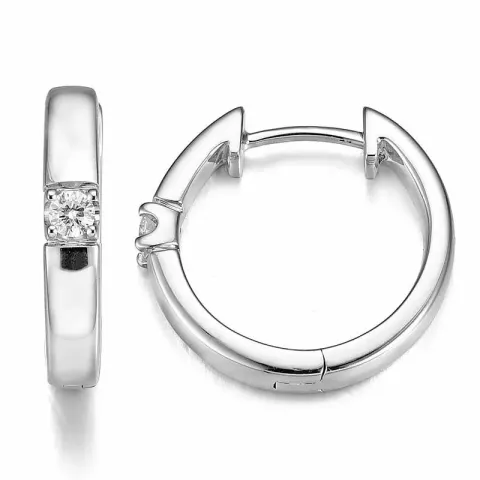 17 mm diamant creol i 14 karat hvitt gull med diamant