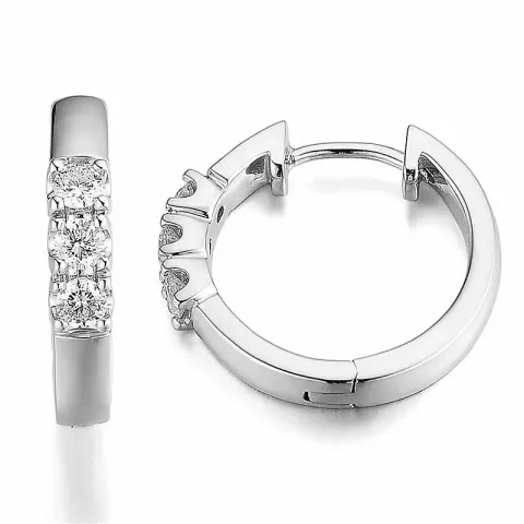 16 mm diamant creol i 14 karat hvitt gull med diamant 