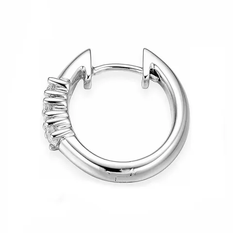 1/2 par 16 mm diamant creol i 14 karat hvitt gull med diamant 