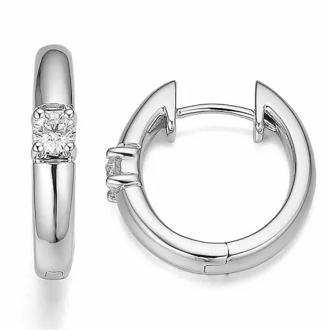 17 mm diamant creol i 14 karat hvitt gull med diamant