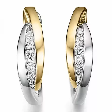13 mm diamant creol i 14 karat gull og hvitt gull med diamant 