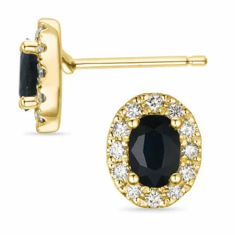 rosett safir diamantøredobb i 14 karat gull med safir og diamant