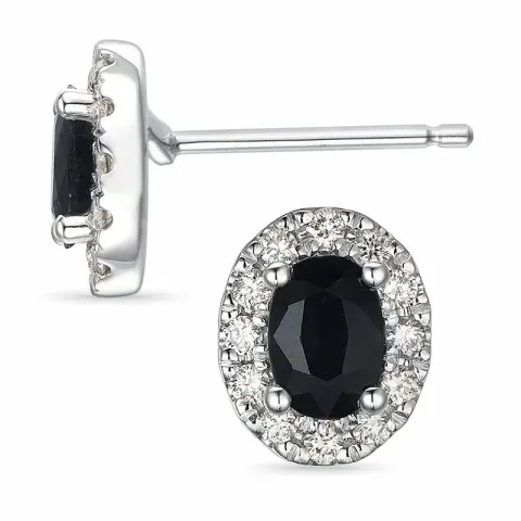 Rosett safir diamantøredobb i 14 karat hvitt gull med safirer og diamanter
