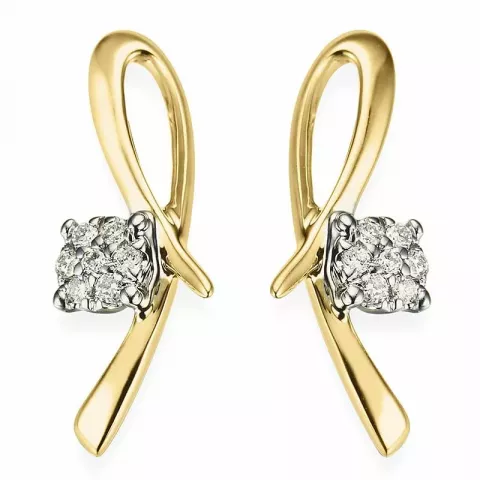 sløyfe diamant briljantøredobb i 14 karat gull og hvitt gull med diamant 