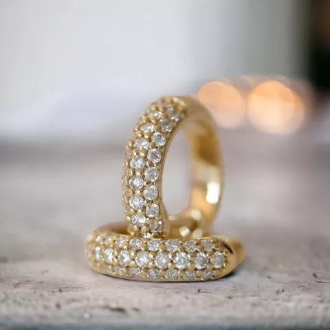 diamant creol i 14 karat gull med diamant 