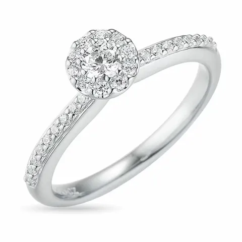 rund diamant hvittgulls ring i 14 karat hvitt gull 0,15 ct 0,188 ct