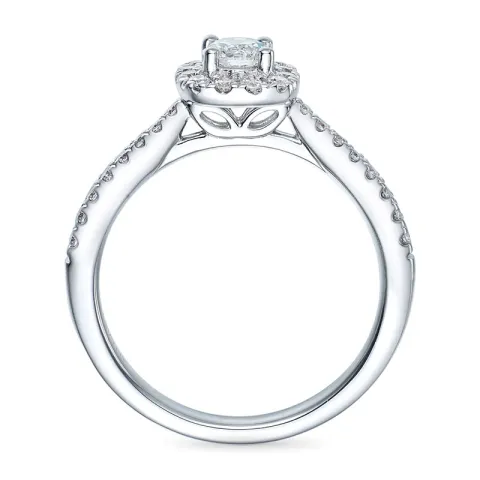firkantet diamantring i 14 karat hvitt gull 0,26 ct 0,26 ct