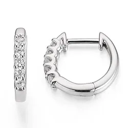 13 mm diamant creol i 14 karat hvitt gull med diamant